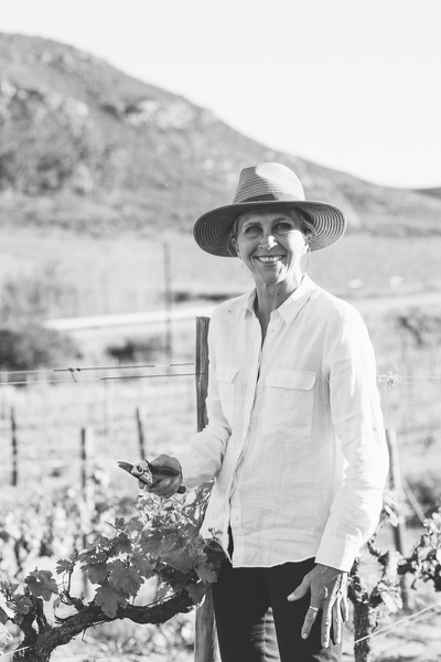 Rosa Kruger in vineyard