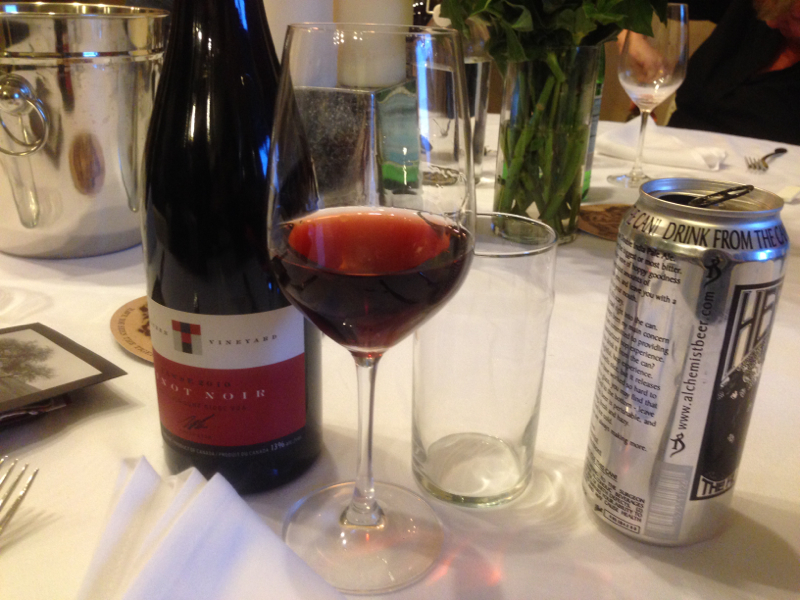 Tawse pinot noir with Heady Topper beer